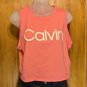 Pink Calvin Klein cropped top - womens medium - workout shirt, fitness